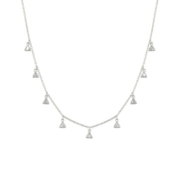 Spero London Jewelled Triangle Sterling Silver Station Necklace