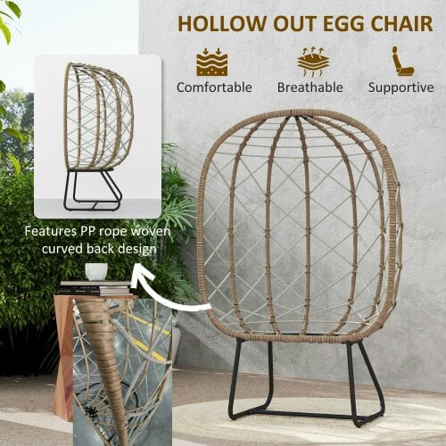 Wyld Haus Nepa Rattan Brown and Grey Outdoor Garden Egg Chair With Cushions And Cup Holder