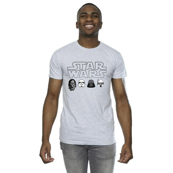 Star Wars Mens Character Heads T-Shirt - Sports Grey