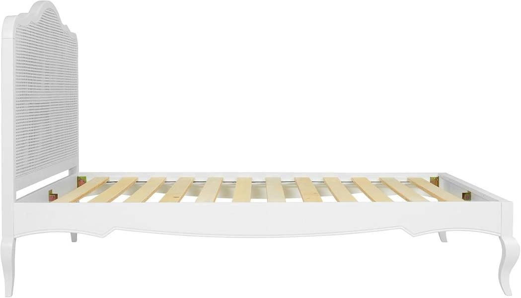 Statement Furniture Louis White French Style Bed Frame with Rattan Cane Headboard 4ft6, 5ft