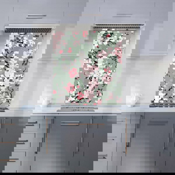 Warren Reed - Designer Pink Floral Abstract Pattern Kitchen Splashback
