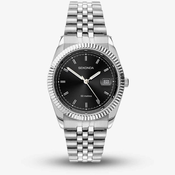 Sekonda Stainless Steel Black Dial Watch 1691