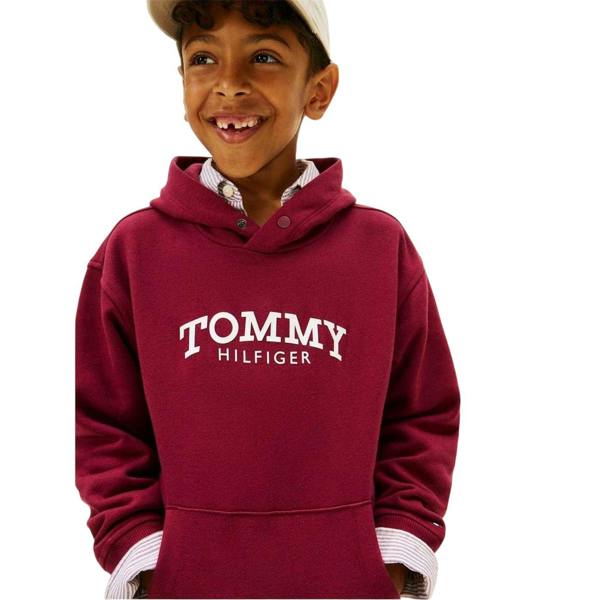 Tommy Hilfiger Childrens/Kids Logo Hooded Drawstring Hoodie - Cherry Red - 