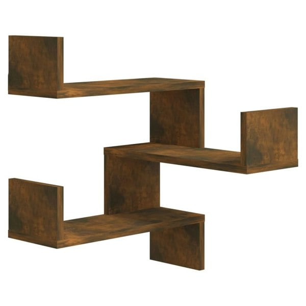 Berkfield Wall Corner Shelves 2 pcs Smoked Oak 40x40x50 cm Engineered Wood
