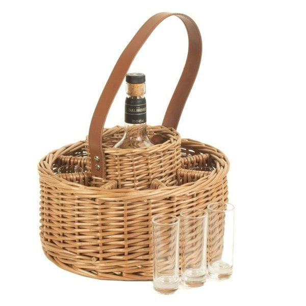 Wicker Round Whisky Celebration Drinks Carrier