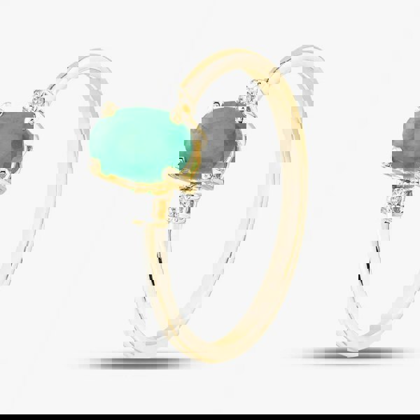 T. H. Baker 9ct Yellow Gold 0.55ct Oval Cut Emerald & 0.03ct Diamond Shoulder Set Solitaire Ring THR40125-ED (YG)