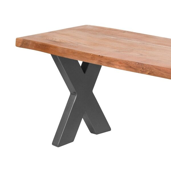 Wyld Haus Vouvant Live Edge Acacia Wood Bench Black Metal X Frame