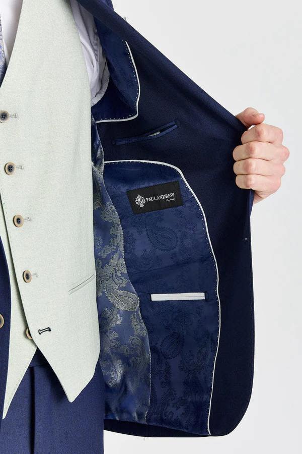 Paul Andrew Belmont Navy Suit with Belmont Sage Waistcoat