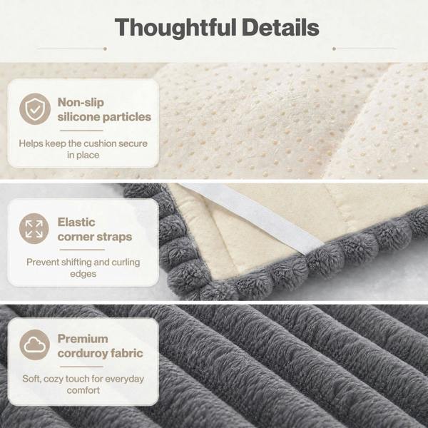 Marlow Corduroy Sofa Cover Pet Friendly Non Slip Washable 70 x 150cm Deep Grey