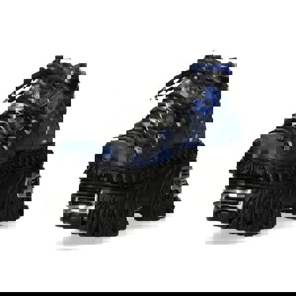 New Rock M-WALL106N-C16 Blue Leather Gothic Rock Ankle Boots