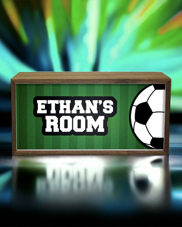 Personalised Football Light Box Sign, LED Sports Fan Room Decor