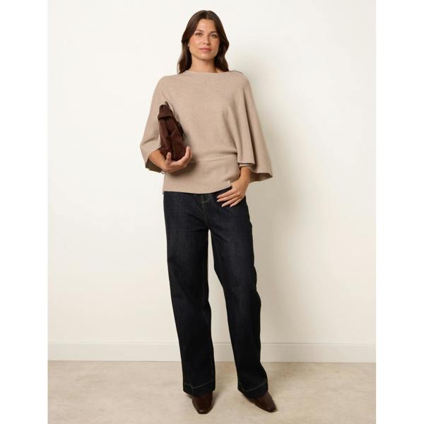 Blue Vanilla Tie Waist Batwing Knit Jumper