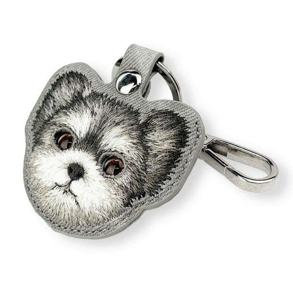 Nimmy Friends Nimmy Big Eye Cute Pet Yorkie Dog Face Airtag Keychain Grey - N-XDY-YSK-027