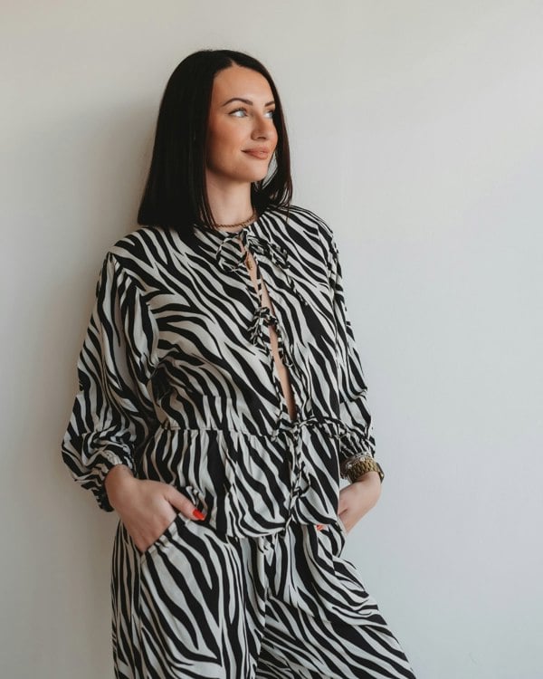 Blake Multicolour Zebra Streak Print Tie Front Top - image 2