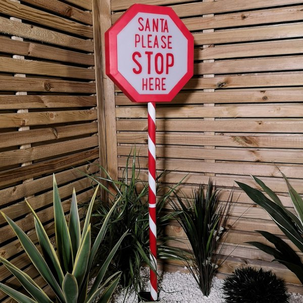 Samuel Alexander 1.1m Battery Operated Light up Santa Stop Here LED Christmas Sign