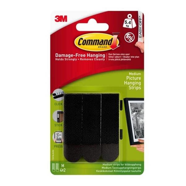 Command Picture Hanging Strips (Pack of 4) - Black - 