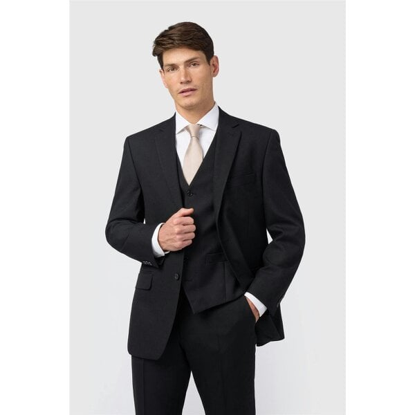 Alexandre Silver Alexandre Regular Fit Berwick Black Wool Masonic Herringbone Jacket