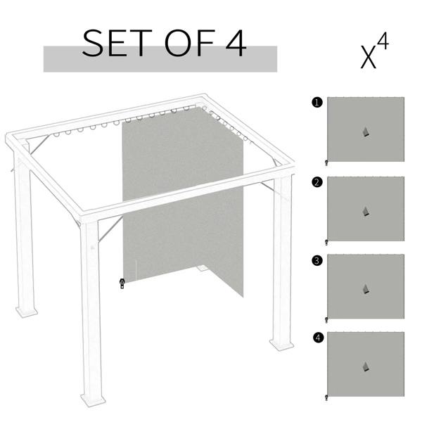 Set of four light grey gazebo replacement wall panels, illustrated layout