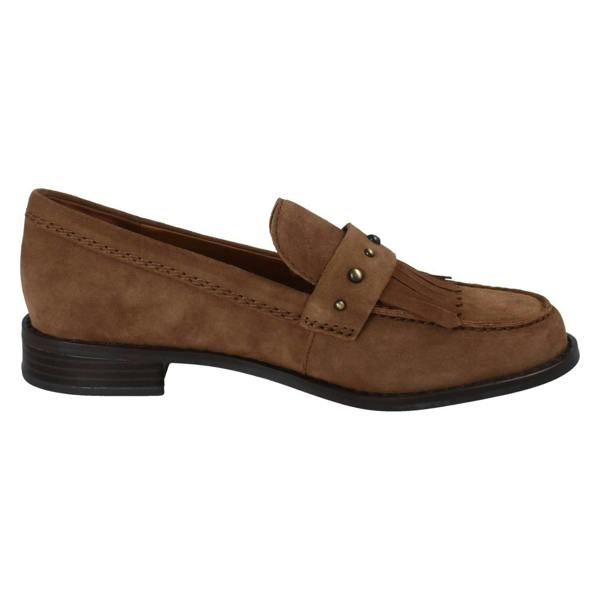 Clarks Ladies Clarks Suede Stud Detailed Loafers Hana Loafer