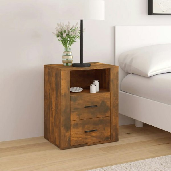 Berkfield Bedside Cabinet Smoked Oak 50x36x60 cm Engineered Wood