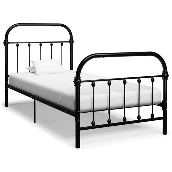 Berkfield Bed Frame Black Metal 90x200 cm