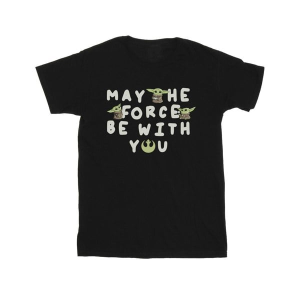 Star Wars Boys The Mandalorian Grogu May The Force Be With You T-Shirt - Black