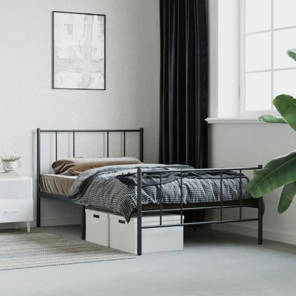 Berkfield Metal Bed Frame with Headboard and Footboard Black 90x200 cm