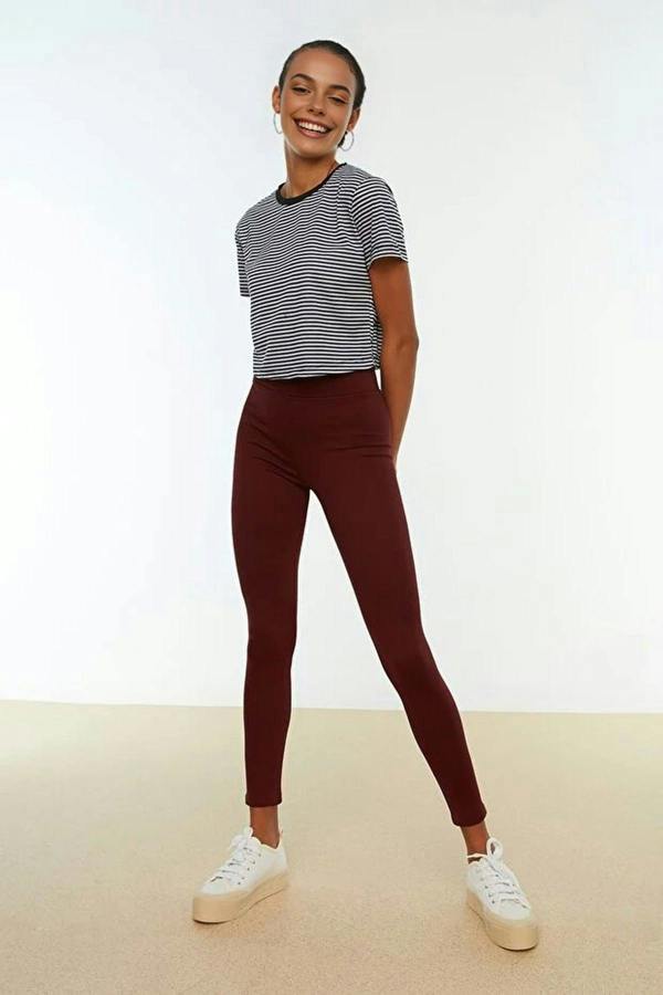 WOVCOR High Waist Elastic Knit Leggings with Elastic Waistband