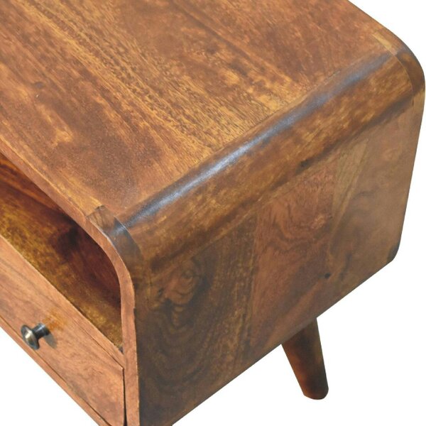Wyld Haus Olbia Small Chestnut Mango Wood Curved TV Media Unit
