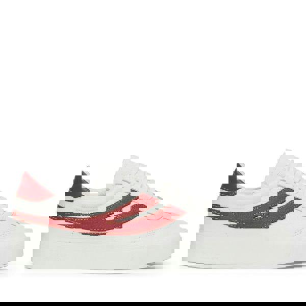 Superga Unisex Adult 4834 Club S Swallow Contrast Detail Vegan Leather Trainers - White Avorio/Red/Yellow - 