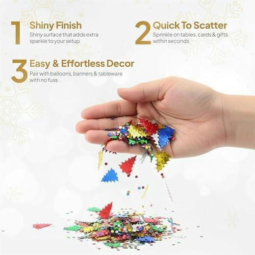 Green Christmas Snowflake Confetti Table Scatter, 14g Pack for Cards, Gifts and Party Decorations image 6