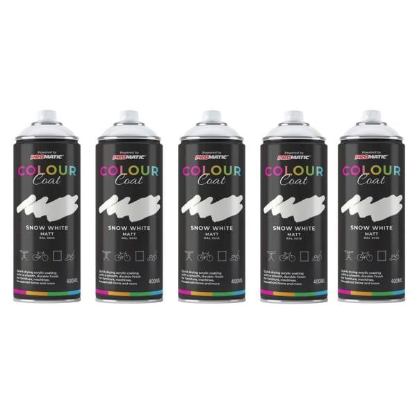 Colour Coat 5X Snow White RAL 9010 Matt Spray Paint 400ml