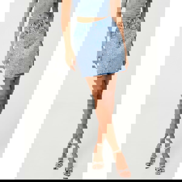 Pink Vanilla Diamante Denim Skirt