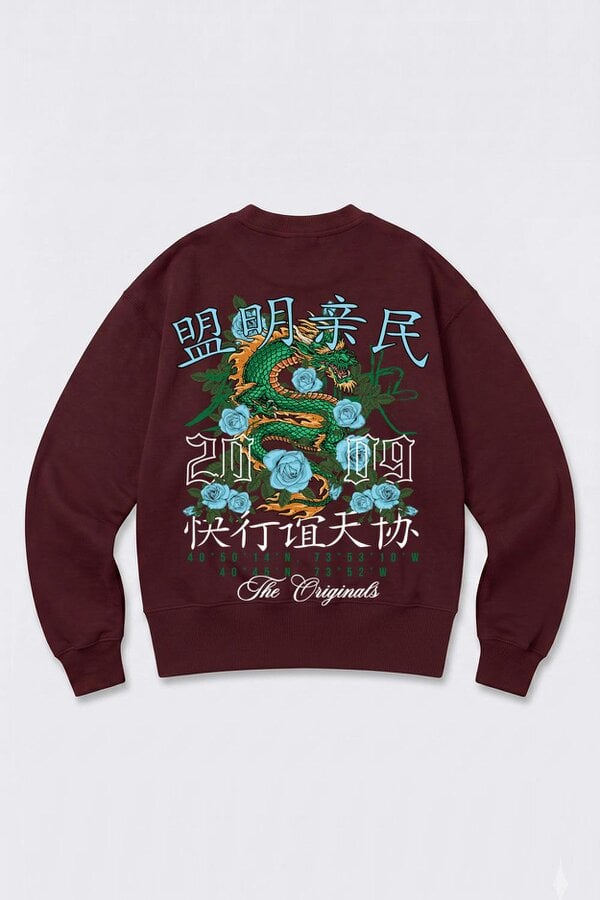 London Attitude Oversized Dragon Graphic Sweatshirt
