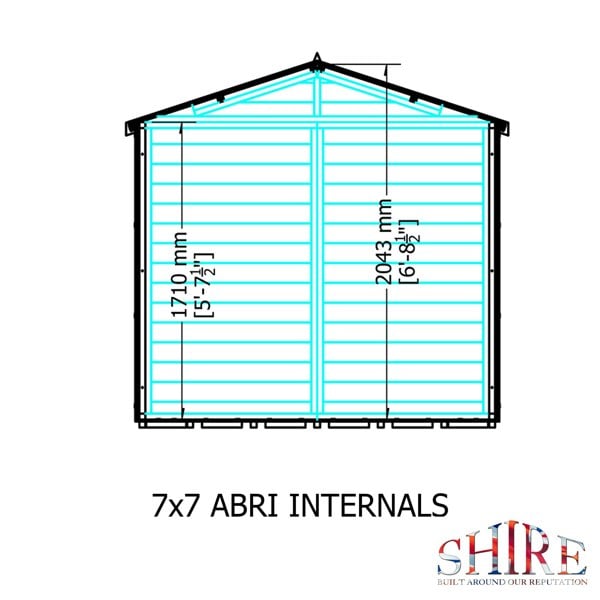 Shire Abri 7x7 12mm interlock Clad wooden Shed