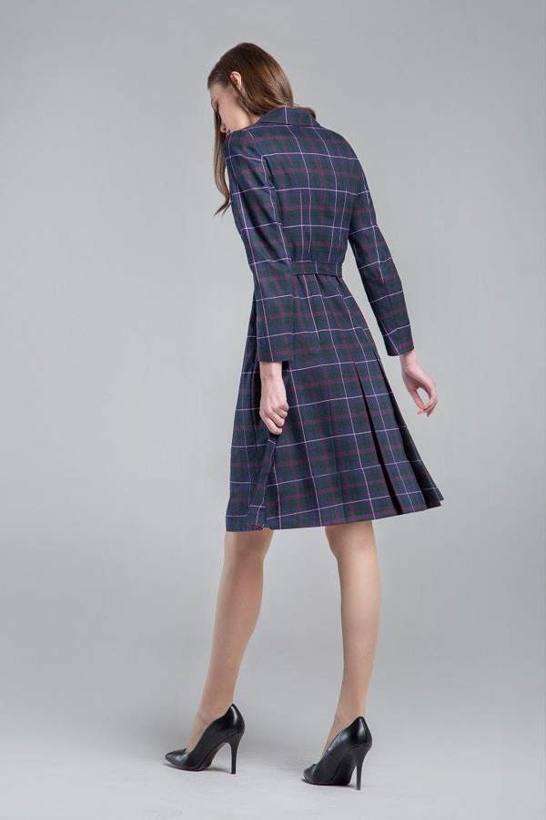 Rumour London Annabel tartan double-breasted dress with pleated back