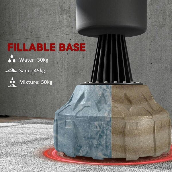 6ft Heavy Boxing Bag with Stand and Suction Cup Base