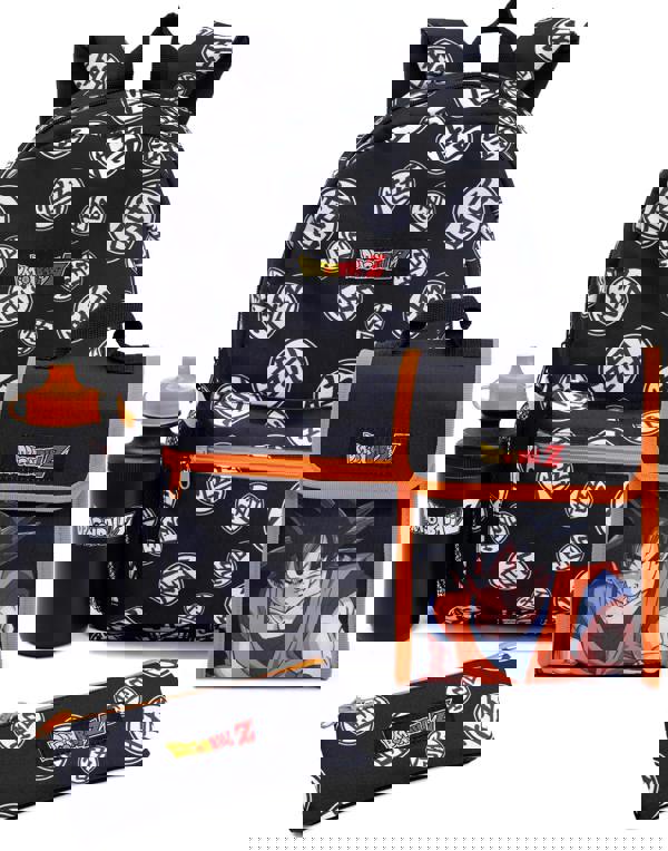 Dragon Ball Z Boys Black Goku 4 Piece Backpack Set