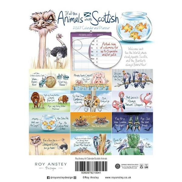 Roy Anstey, If All Animals Were Scottish A4 Family Planner 2027, Family Planners, Month To View, Animals, Gift