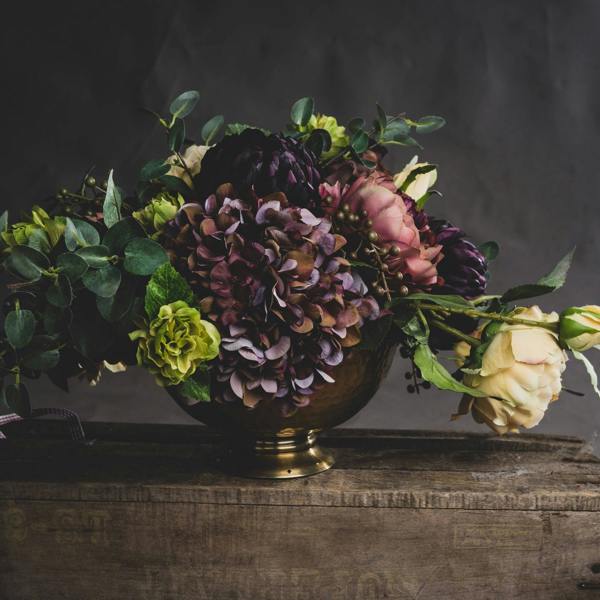 Wyld Haus Set of 3 Artificial Flowers Autumn Burgundy Hydrangea Stems