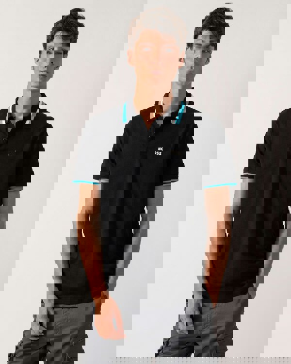 BOSS Green Paddy AP Heritage Mens Polo Shirt - Black 001 - CHO - Designer Mens Polo Shirts