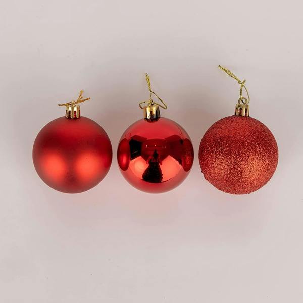 Shatchi Red Shatterproof Christmas Baubles 6cm, Available in 6 or 18 Piece Pack Sizes - 18 Pack - PVC - Red