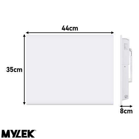 MYLEK Wall Mounted Slimline White Panel Heater 500w Daily and Weekly Timer, Digital Thermostat