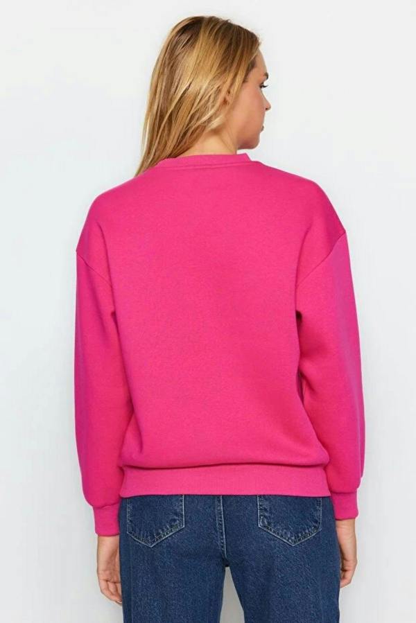 Hoxton Gal Thick Fleece-Lined Regular Fit Crew Neck Basic Knit Sweatshirt