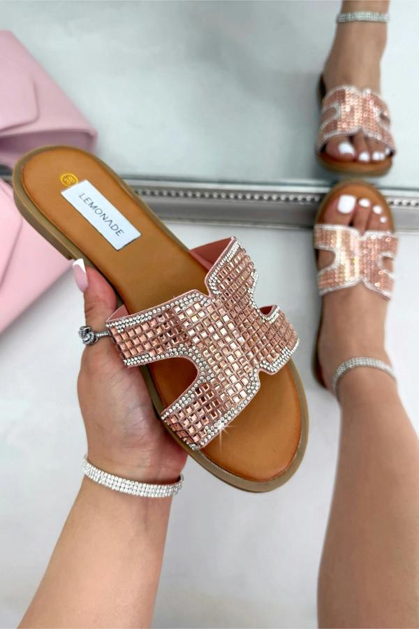 Sparkle Glow Halo Cut-Out Sliders Rose Gold