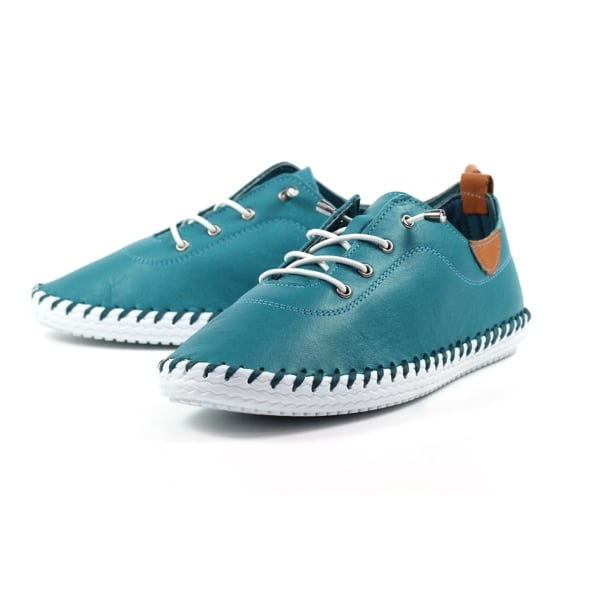 Lunar Women's St Ives Leather Plimsolls - Teal