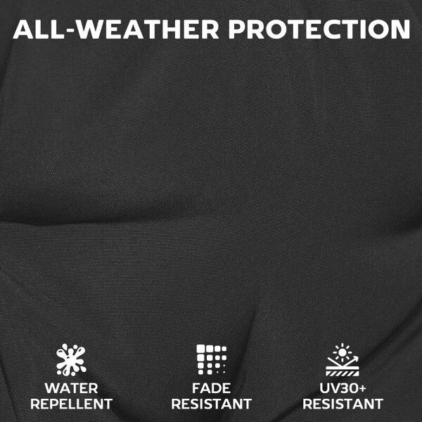 Outdoor Seat Cushions Set of 2 with Ties, Waterproof Garden Seat Pads, Black