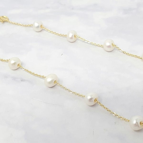 Freshwater Pearl Double Chain Wedding Bracelet Gift