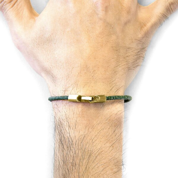 Anchor & Crew Racing Green Talbot 9ct Yellow Gold and Stingray Leather Bracelet