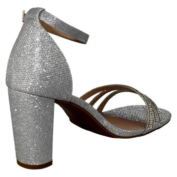 Spot On Ladies Spot On Ankle Strap Glitter Sandals F12036